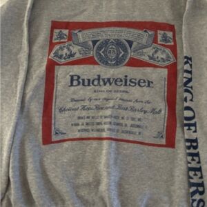 Budweiser Gray Sweatshirt with Red and Blue Logo
